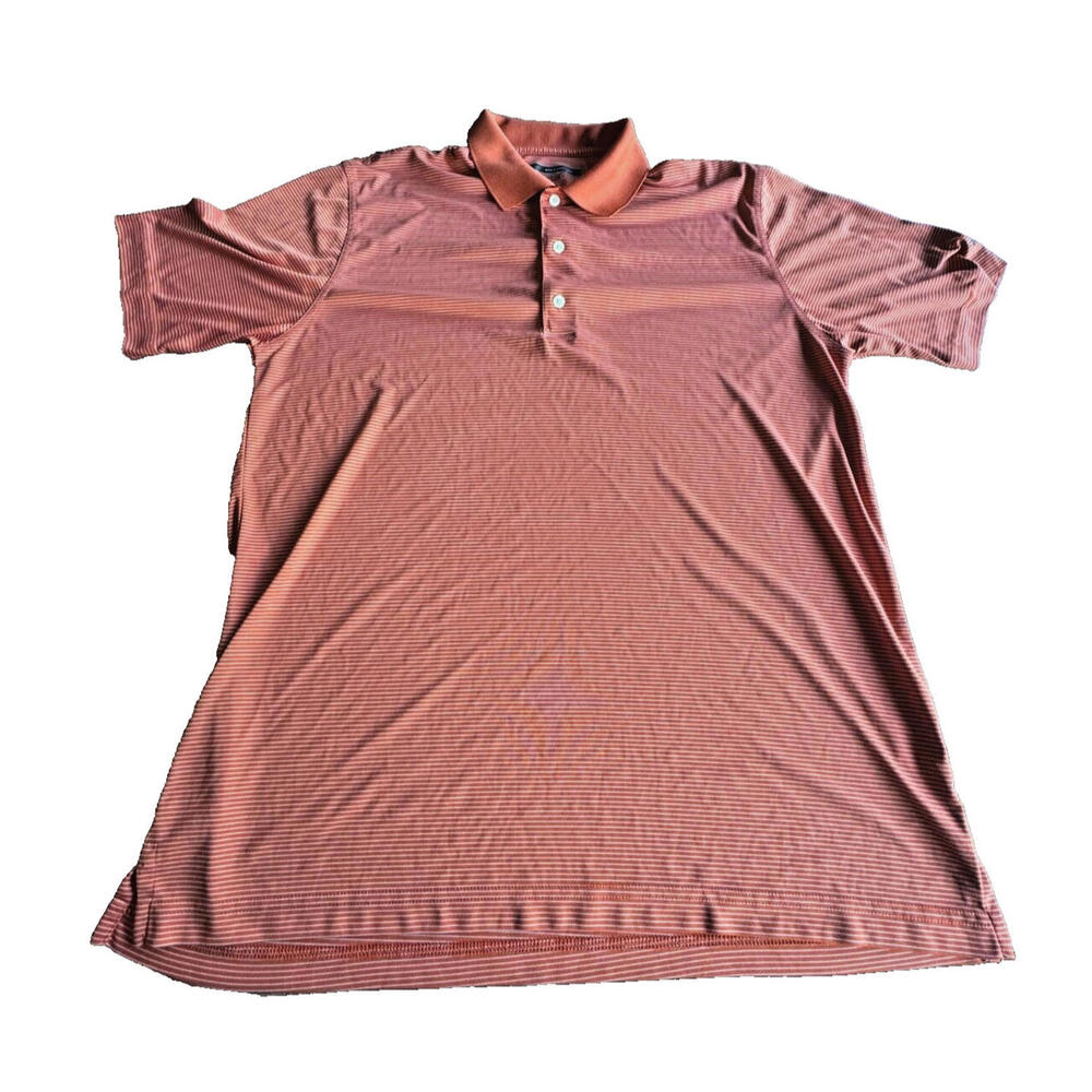 Greg Norman PlayDry Orange Striped Polo Shirt Mens L